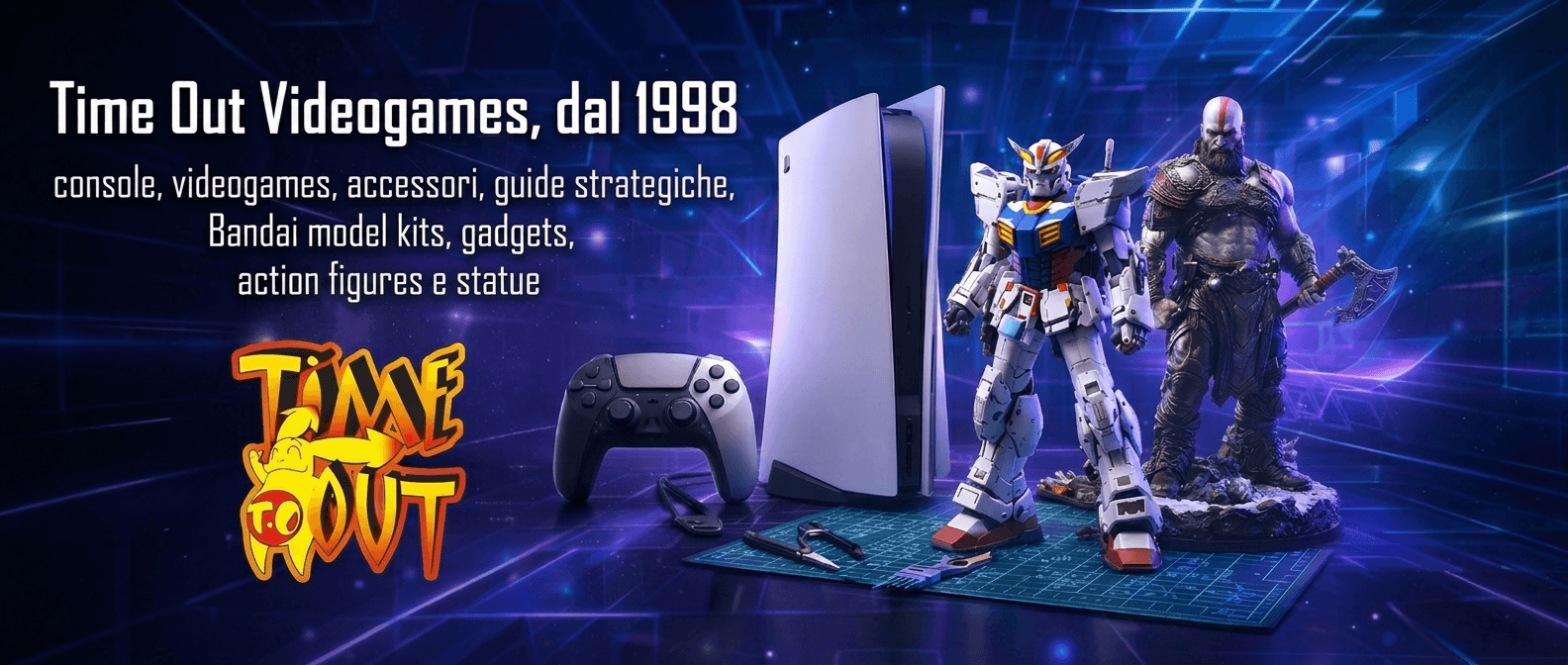 Time Out Videogames, dal 1998 console, videogames, accessori, guide strategiche, Bandai model kits, gadgets, action figures e statue
